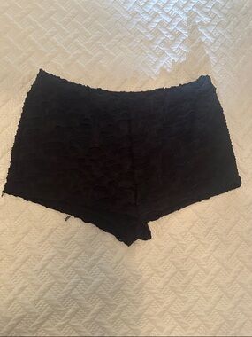 Black Textured Rave Lounge Shorts
